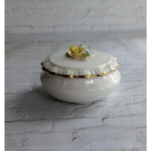 Vintage Coalport Bone China Trinket Box | Tiny Box | Floral Accents